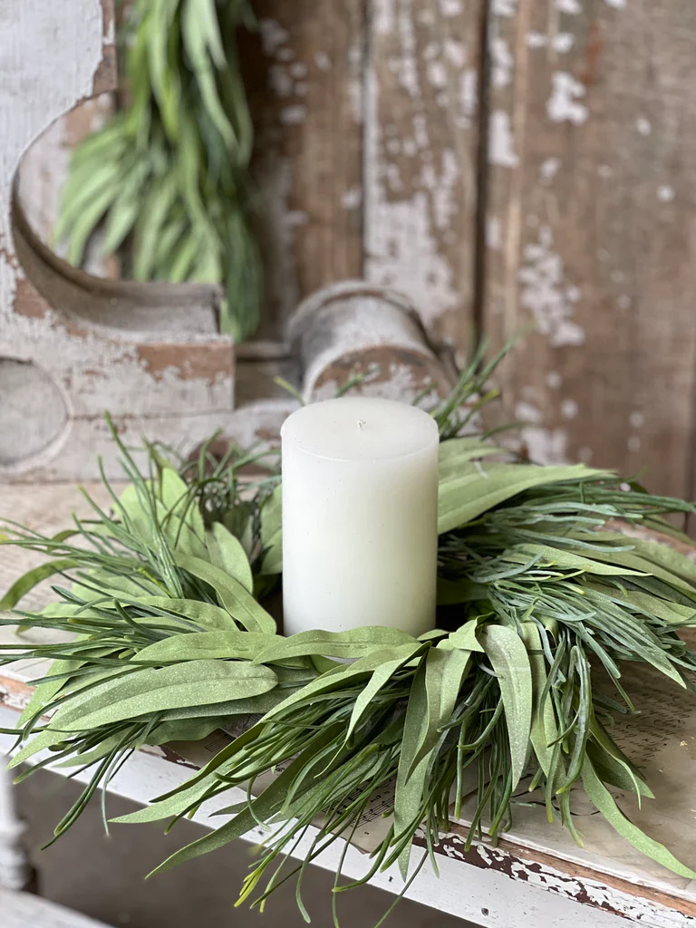 18" Spartina Grass Candle Ring Wreath with 6.5" Inner - Image 3