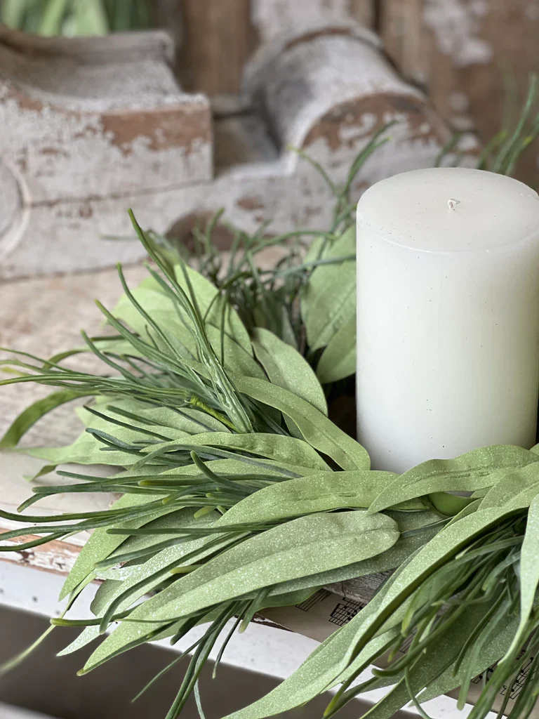 18" Spartina Grass Candle Ring Wreath with 6.5" Inner - Image 5