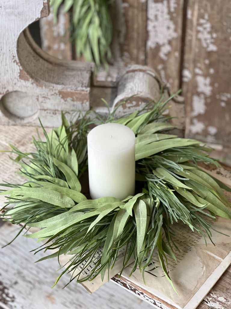 18" Spartina Grass Candle Ring Wreath with 6.5" Inner - Image 6