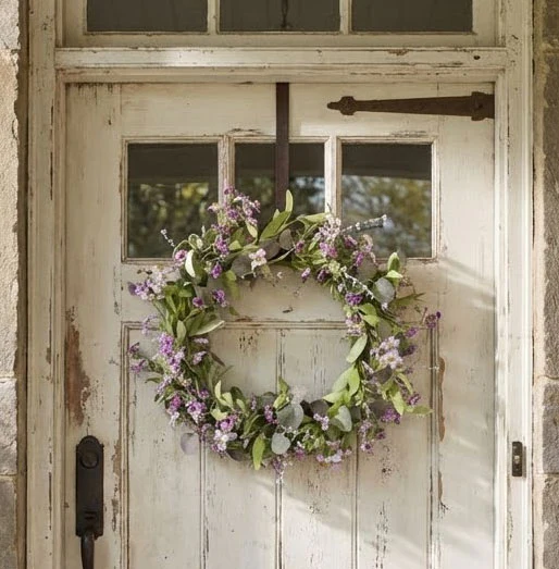 24" Purple Verbena and Daisy Wreath - Image 3