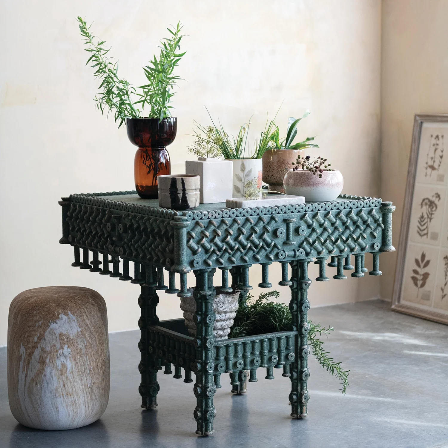 Vintage Style Tramp Art Spool Table - Image 4